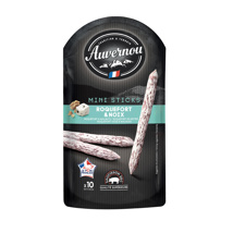 Dry Sausage Mini Sticks Roquefort Cheese & Walnuts VPF Auvernou Doypack 100gr | Box w/10packs